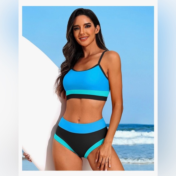 Charmo Other - Charmo NWT Blue and Black High waisted Women's Swimwear Set size M